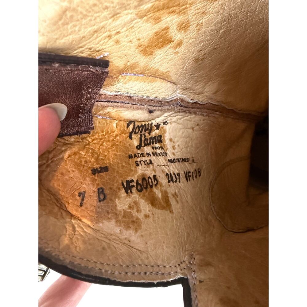 Tony Lama VF6005 Women's Clay Santa Fe Leather Cowboy Boots Size 7 B Snip Toe - Picture 7 of 12